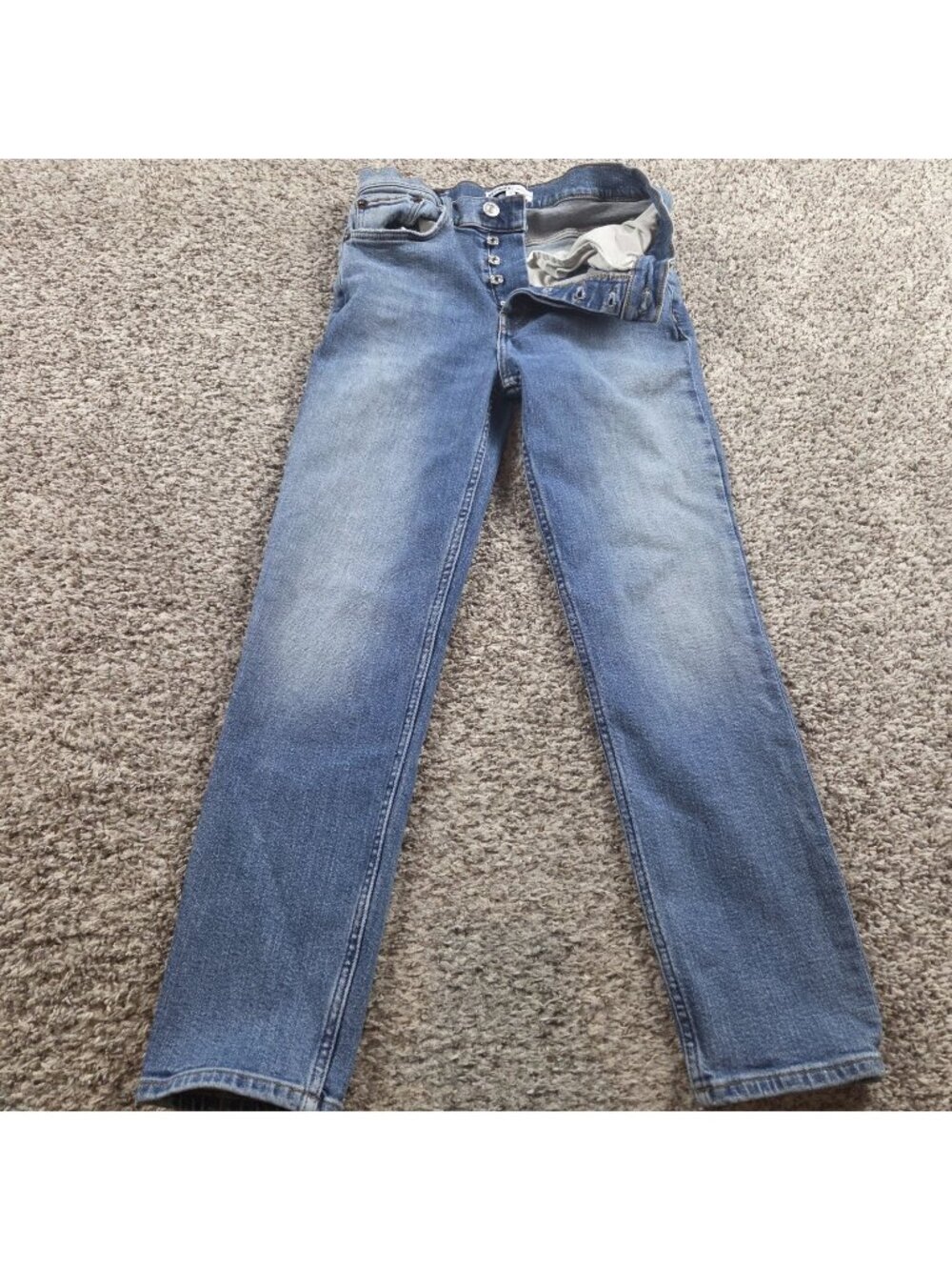 Re/Done Jeans Womens 27 High Rise Ankle Crop Button Fly Denim